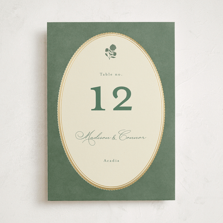 "Vintage Oval" - Table Numbers in Rosemary by Emily Betts - Front