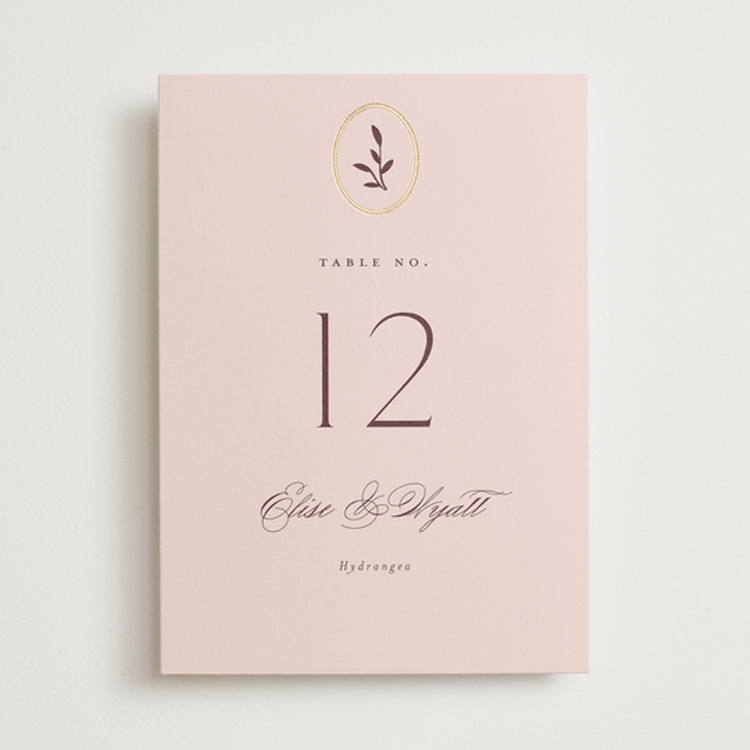 "Scallop Monogram" - Table Numbers in Rose Quartz by Emily Betts - Front