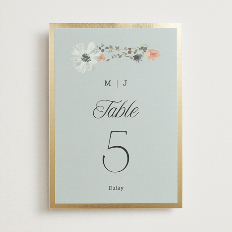 "Blue Garden" - Table Numbers in Mist by Hannah Williams - Front