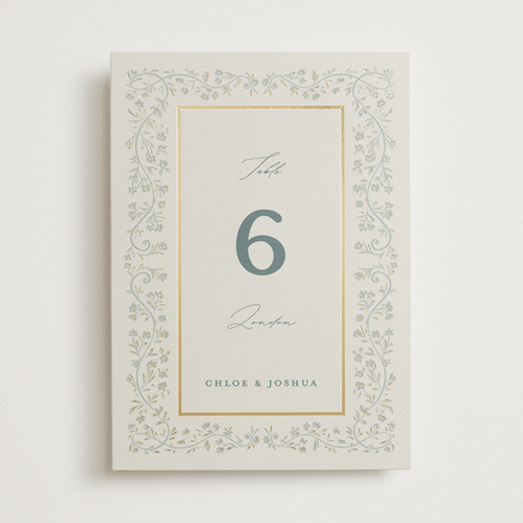 "Floral Romance" - Table Numbers in Something Blue by Gwen Bedat - Front