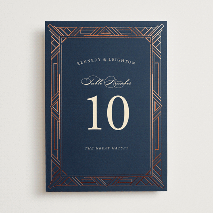 "Opulent Border" - Table Numbers in Navy by Hooray Creative - Front