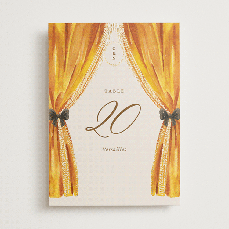 "Tuileries" - Table Numbers in Golden by Claudia Orengo - Front