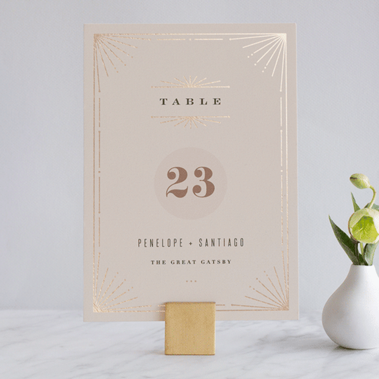 "Art Deco Border" - Table Numbers in Blush by Hooray Creative - Front