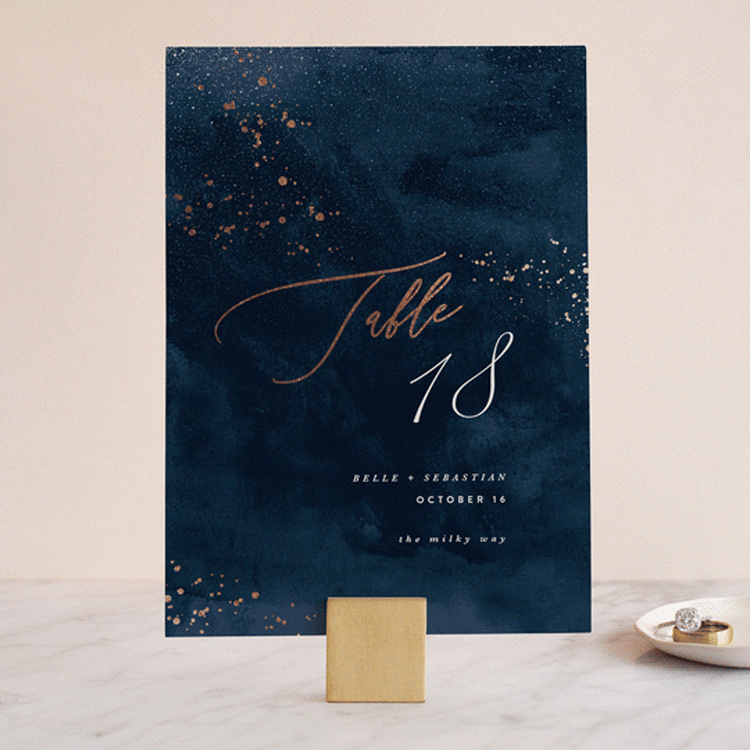 "Cosmos" - Table Numbers in Midnight by Hooray Creative - Front