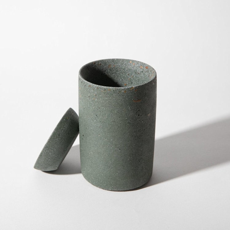 "Cotton Swab Holder - Dark Green Terrazzo" - Belly Bands in green by Pretti.Cool