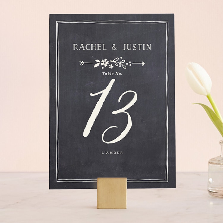 "Alabaster Florals" - Table Numbers in Slate by Jennifer Wick - Front