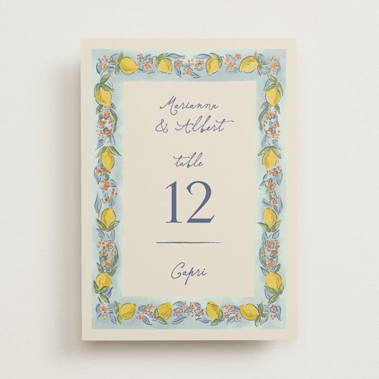 "Amalfi Coast Wedding" - Table Numbers in Aqua by Chris Griffith - Front