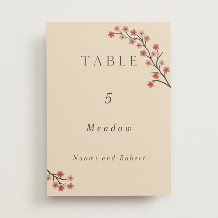 "Japanese Textile" - Table Numbers in Rose by Jennifer Holbrook - Front