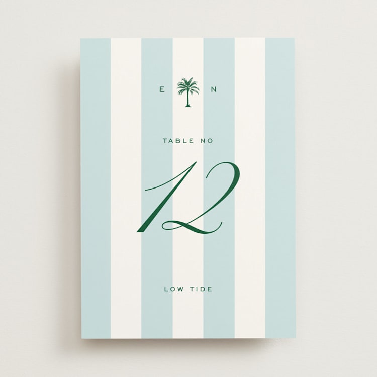 "Palm Stripes" - Table Numbers in Low Tide by Susan Zinader - Front