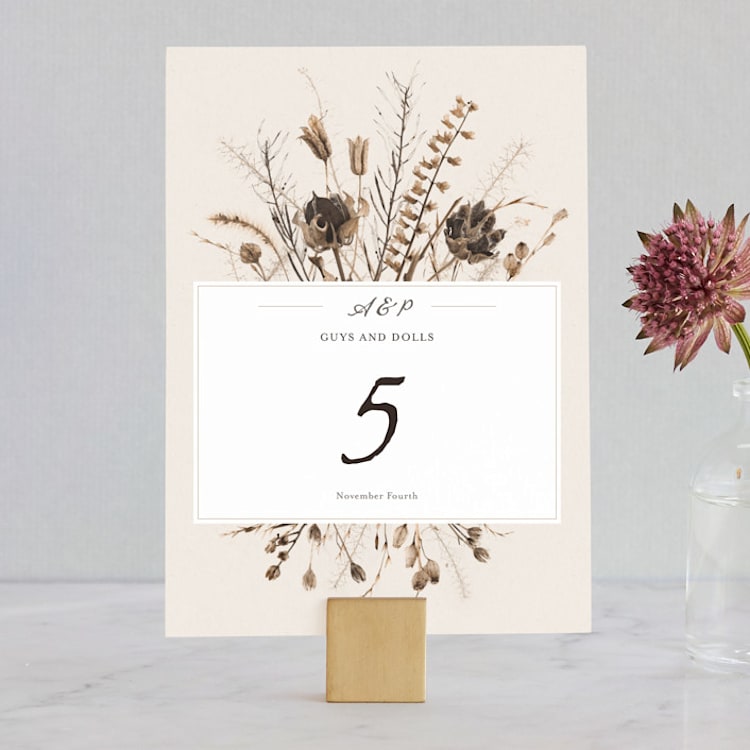 "Gone To Seed" - Table Numbers in Taupe by Honeybunch Studio - Front
