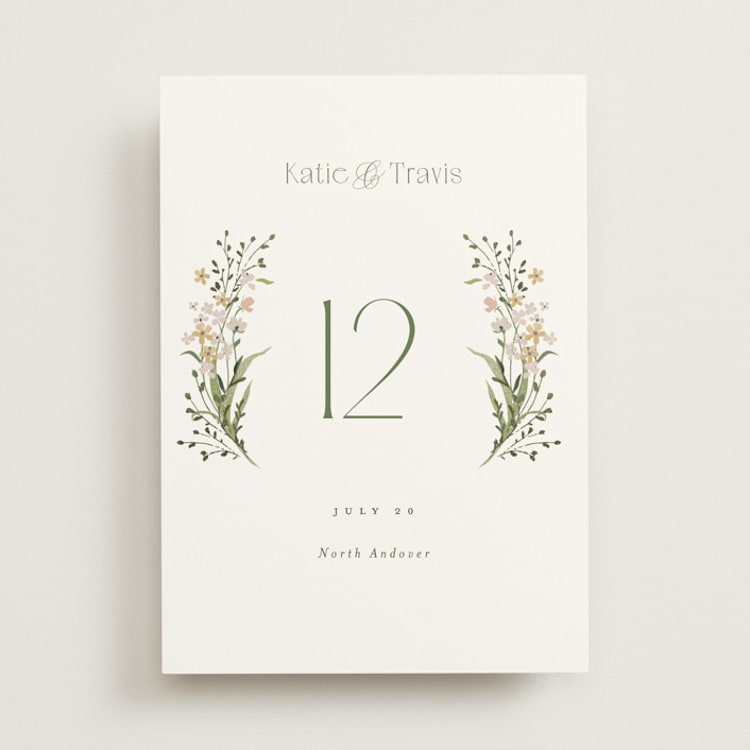 "delicate buds" - Table Numbers in Olive by Jennifer Wick - Front