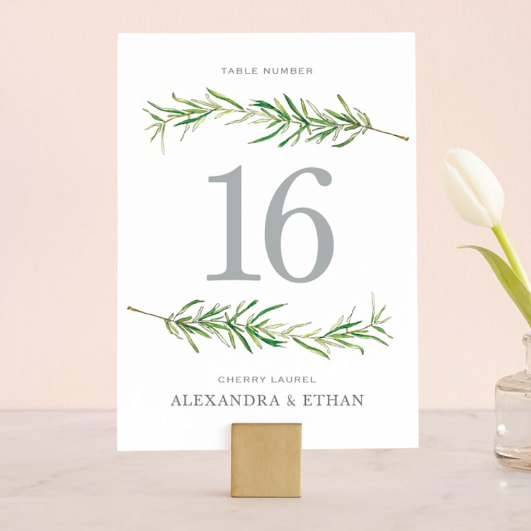 "Simple Sprigs" - Table Numbers in Fern by Erin Deegan - Front