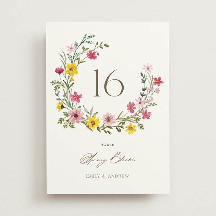 "Wildflower wreath" - Table Numbers in Peony by Yaling Hou Suzuki - Front
