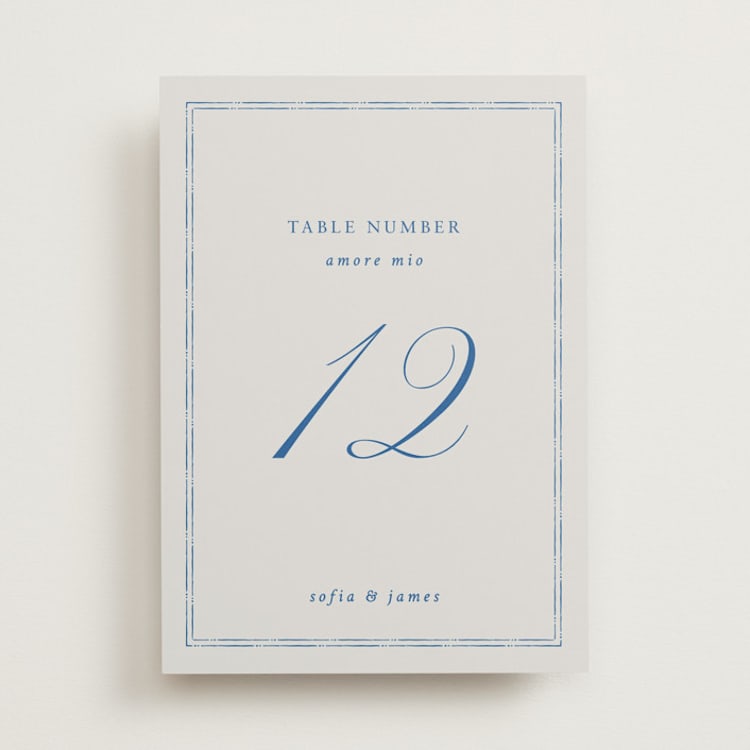 "Amalfi Blue" - Table Numbers in Blue Mist by Design Lotus - Front