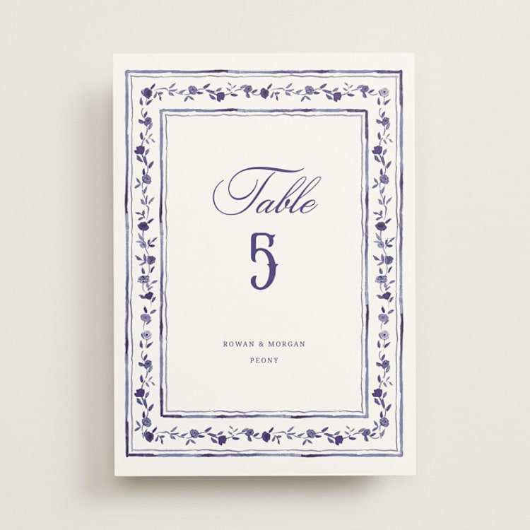 "Blooming Crest" - Table Numbers in Plum by Cass Loh - Front