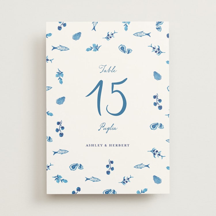 "Positano" - Table Numbers in Cerulean by Tamara Hilje - Front
