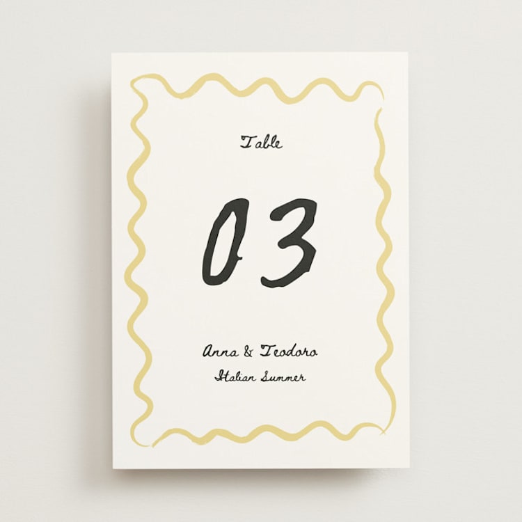 "Amore Mio" - Table Numbers in Nero by Helena Vitto - Front