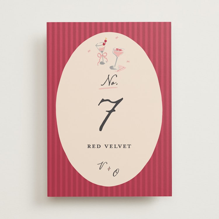 "Velvet Cherry" - Table Numbers in Cherry by Sarah Rosenthal - Front