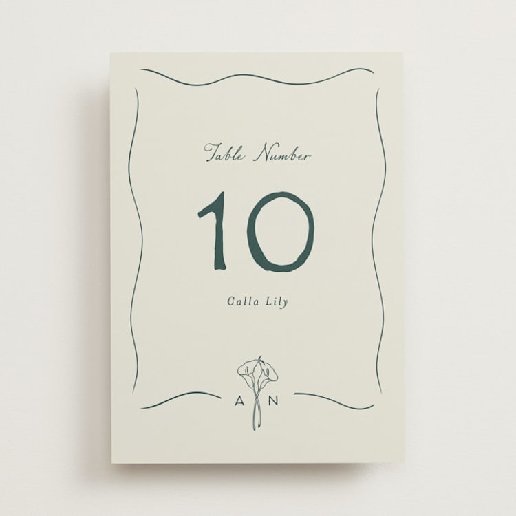 "Pair of Calla Lilies" - Table Numbers in Sage by Leah Bisch - Front