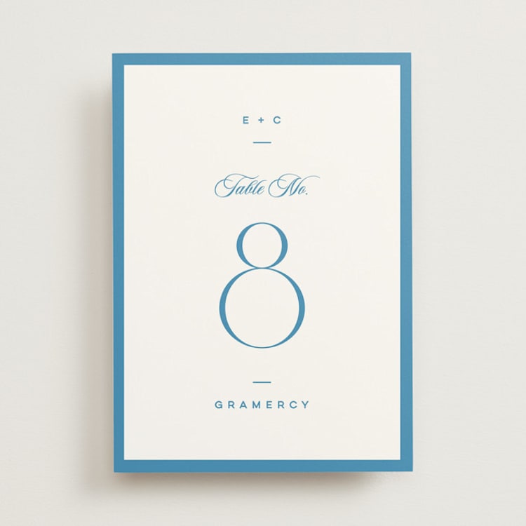 "The Emma" - Table Numbers in Cerulean by Kristie Kern - Front