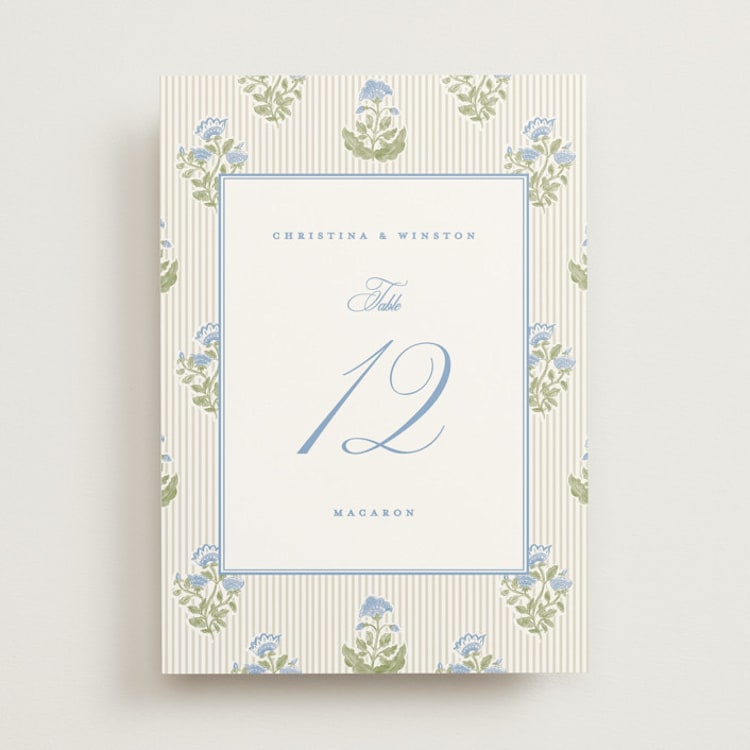 "Patterned florals" - Table Numbers in Powder by Creo Study - Front