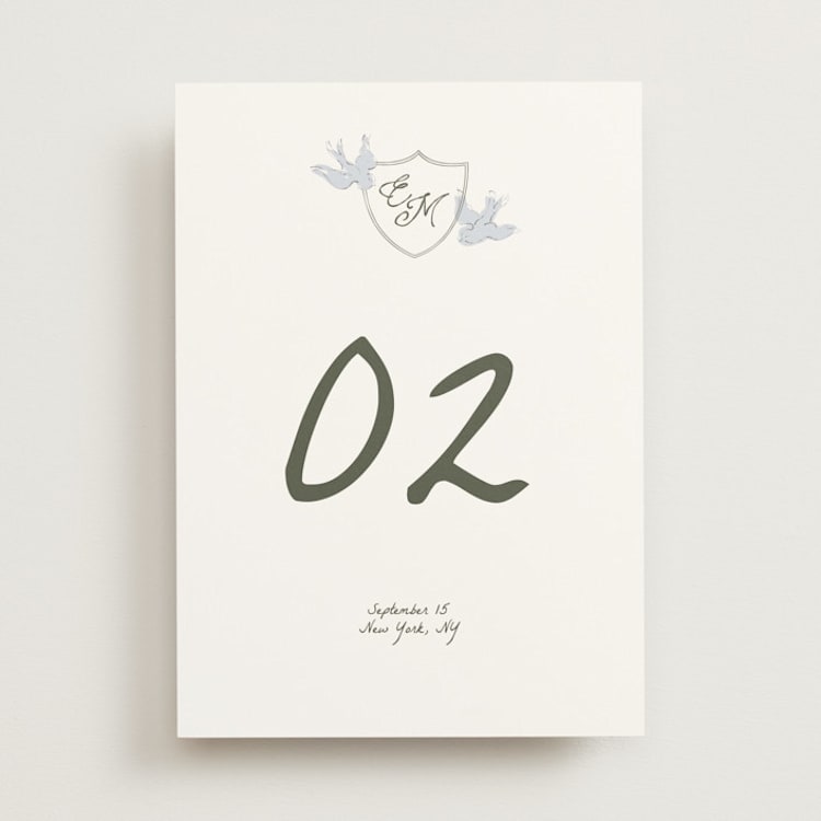 "Birds of Paradise" - Table Numbers in Cloud by Helena Vitto - Front