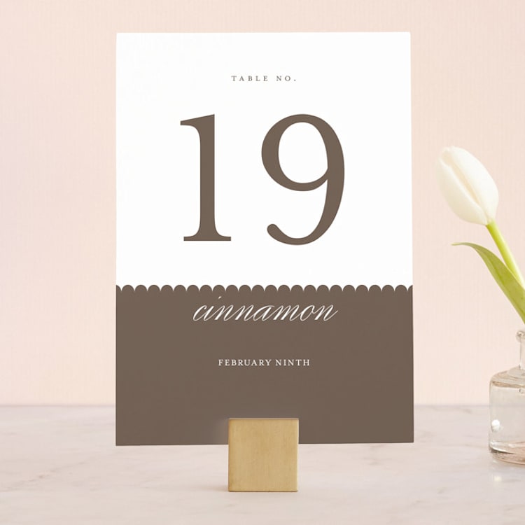 "Sweet scallop" - Table Numbers in Taupe by Annie Clark - Front