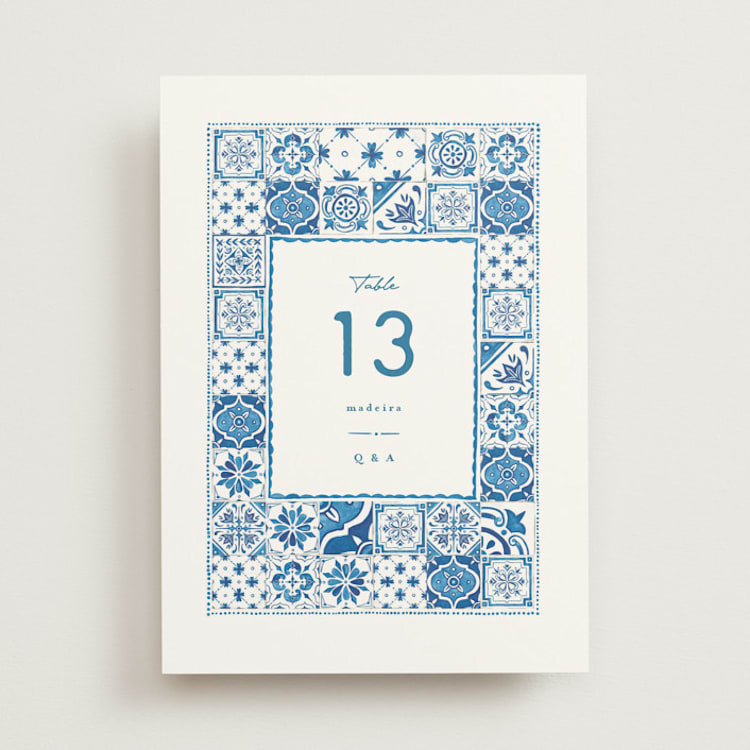 "watercolor tile" - Table Numbers in Navy by Anastasia Makarova - Front