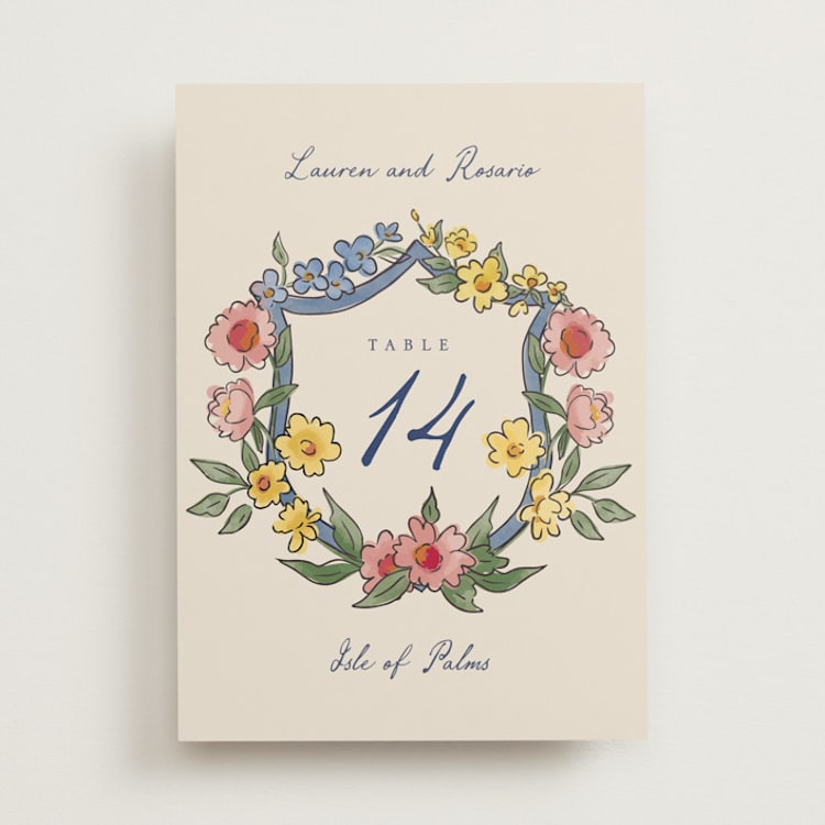 "A wedding in Low Country" - Table Numbers in Cornflower by Chris Griffith - Front