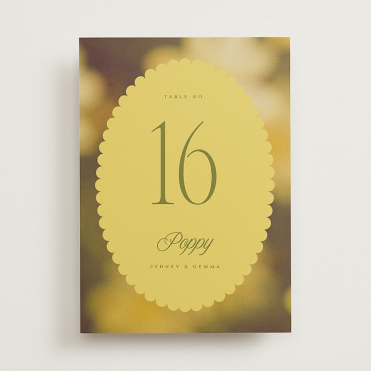 "Bloom" - Table Numbers in Island Citrus by Morgan Kendall - Front