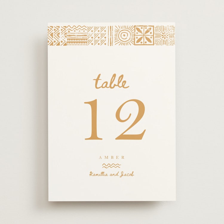 "Tribal Rythm" - Table Numbers in Amber by Selima Akhter - Front