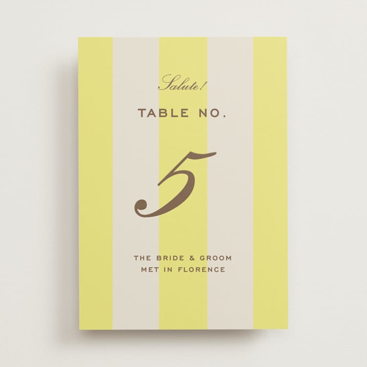 "Campania" - Table Numbers in Limone by Megan Davis - Front