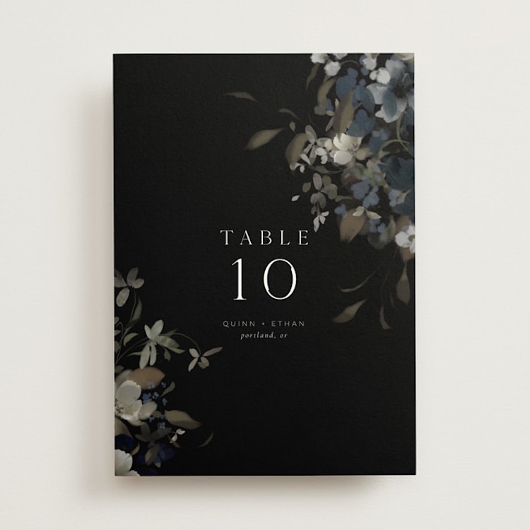 "Vintage Botanical" - Table Numbers in Midnight by Grace Kreinbrink - Front