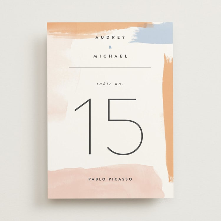"Watercolor Wisp" - Table Numbers in Blush by Ariel Rutland - Front
