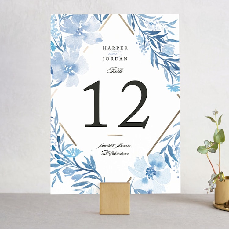 "Poetic Blue" - Table Numbers in Sky by Qing Ji - Front