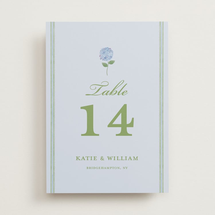 "Hydrangea Vines" - Table Numbers in Coastal by Madhvi Samimi - Front