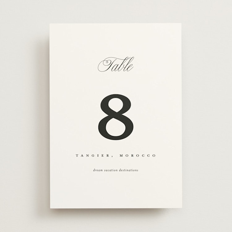 "Simply Classic" - Table Numbers in Ebony by Laura Hamm - Front
