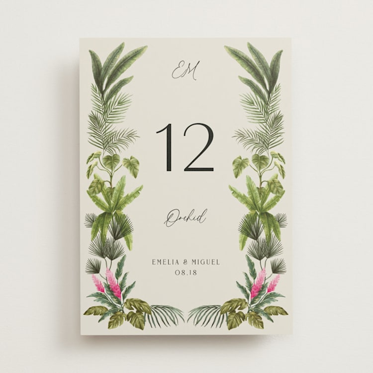 "Tropical garden" - Table Numbers in Lime by Elly - Front