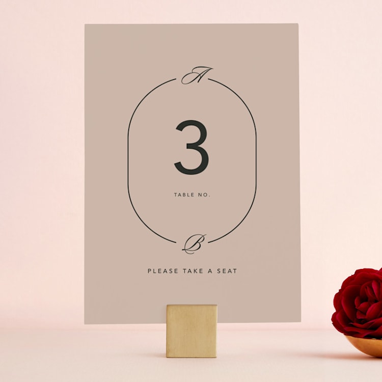 "Initials Circle Arch" - Table Numbers in Latte by FRANI - Front