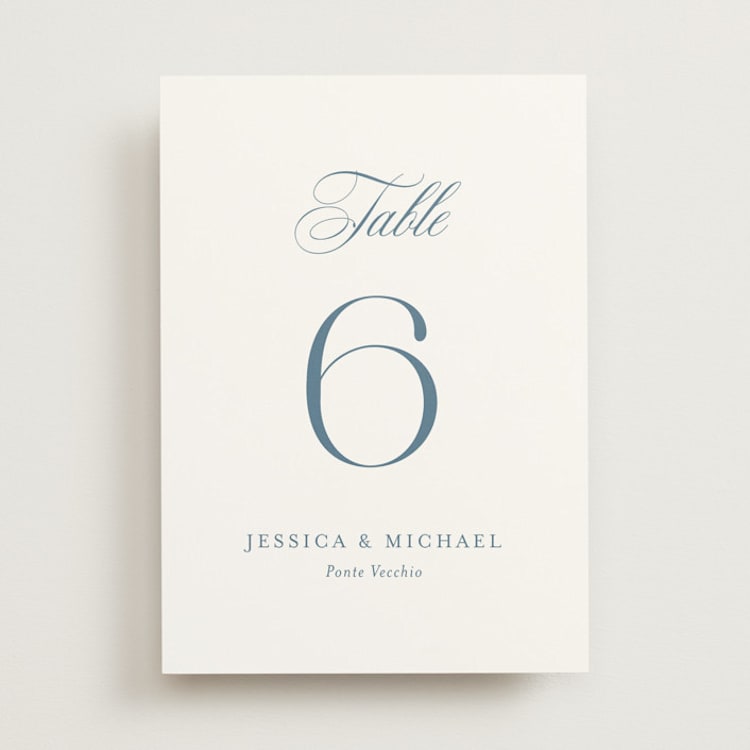 "Empire" - Table Numbers in Dusty Blue by Jennifer Postorino - Front