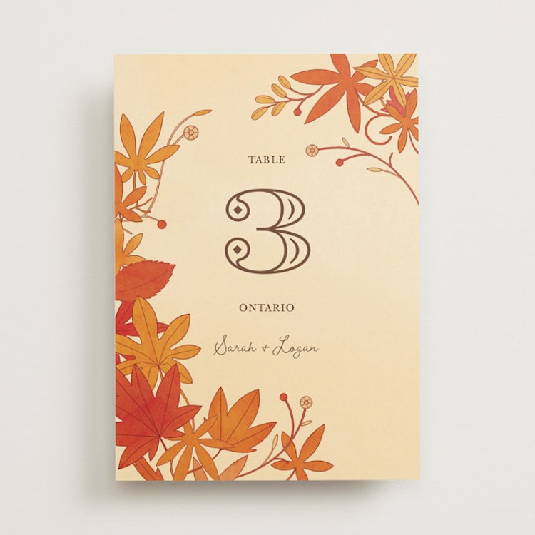 "Fall in Love" - Table Numbers in Autumn by Morgan Ramberg - Front