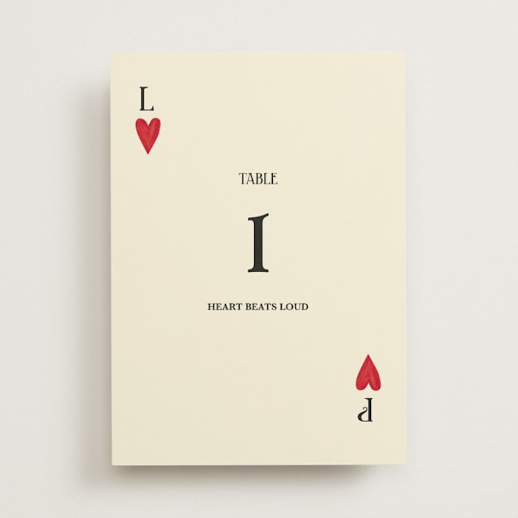 "Red Hearts" - Table Numbers in Champagne by Helena Vitto - Front