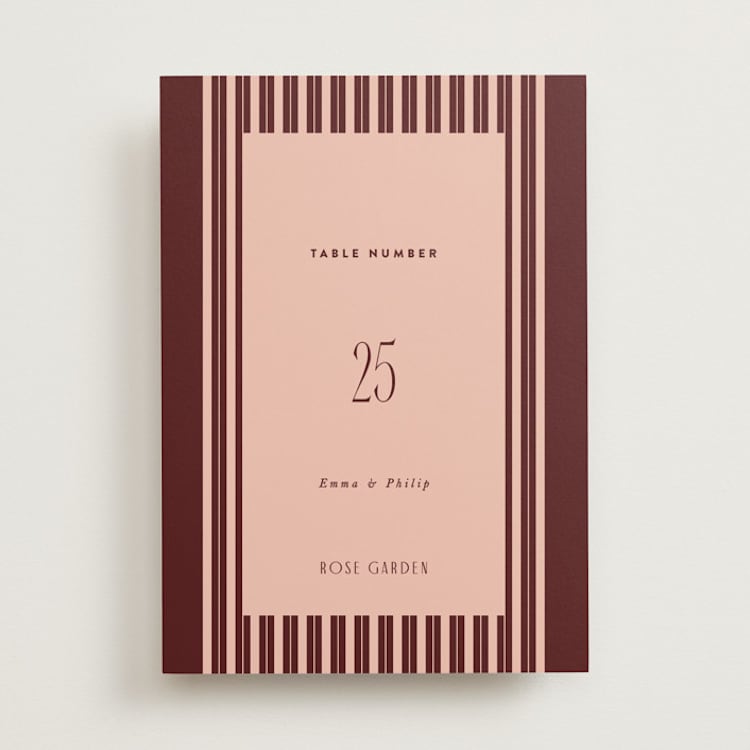 "Museum" - Table Numbers in Burgundy by Nazia Hyder - Front