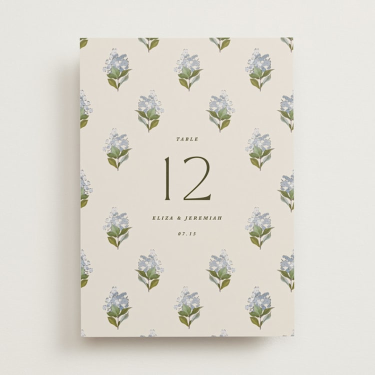 "Blockprint" - Table Numbers in Almond by Olivia Kanaley Inman - Front