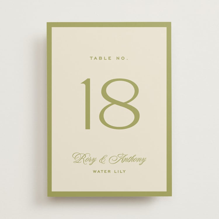 "rory" - Table Numbers in Olive by Ellen Schlegelmilch - Front