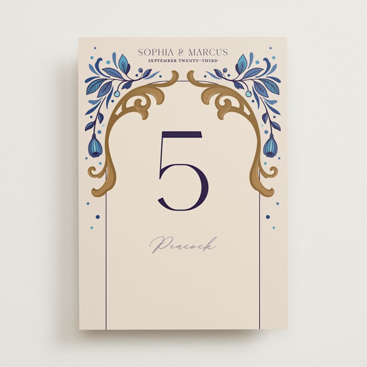 "Gilded" - Table Numbers in Cerulean by GeekInk Design - Front