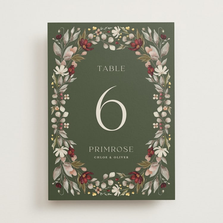 "fleur sauvage" - Table Numbers in Vert by Erin Deegan - Front
