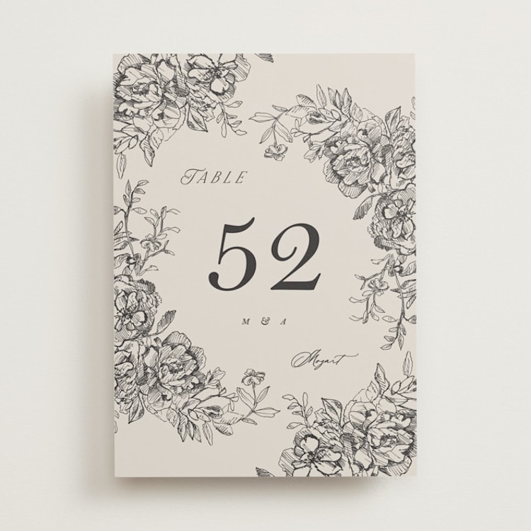 "etched floral" - Table Numbers in Stone by Phrosné Barwood - Front