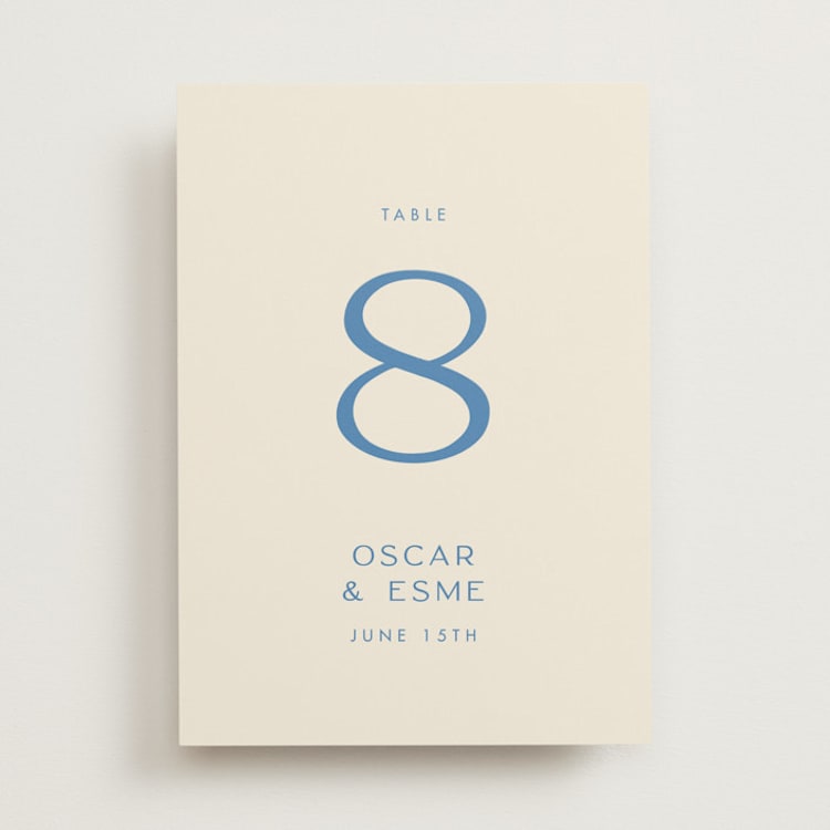 "Brooklyn" - Table Numbers in Cerulean by Ellen Schlegelmilch - Front