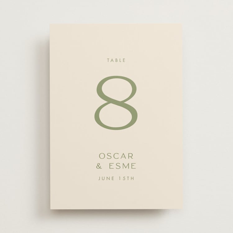 "Brooklyn" - Table Numbers in Sage by Ellen Schlegelmilch - Front